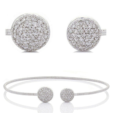 14k White Gold 0.50ctw Diamond Cluster Open Bangle Bracelet for Women - Jewelry Store by Erik Rayo