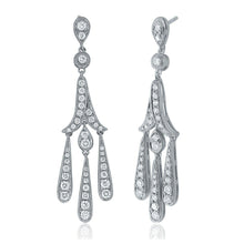 Load image into Gallery viewer, 14k White Gold 1.25ctw Diamond Vintage Chandelier Duster Dangle Fringe Earrings - Jewelry Store by Erik Rayo
