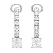 Load image into Gallery viewer, 14k White Gold 1ctw Diamond Drop Hoop Earrings - Jewelry Store by Erik Rayo

