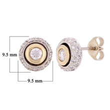 Load image into Gallery viewer, 14k Yellow and White Gold 0.61ctw Diamond Modern Halo Round Stud Earrings - Jewelry Store by Erik Rayo
