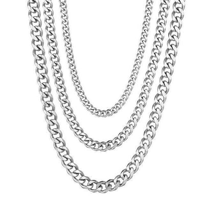Cuban Curb Chain Necklace in Silver for Men and Women Stainless Steel - Jewelry Store by Erik Rayo