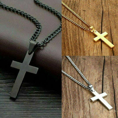 Cross Pendant Necklace Stainless Steel 24 Inch Chain - Jewelry Store by Erik Rayo