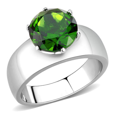 Emerald Green Silver Womens Ring Solitaire Stainless Steel Zircoin Anillo Esmeraldo Verde y Plata Para Mujer Solitario Acero Inoxidable - Jewelry Store by Erik Rayo