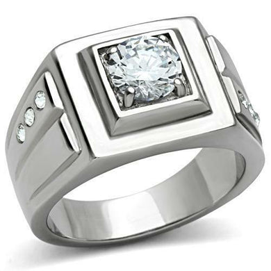 Gift For Him Men's Rings Stainless Steel Round CZ Square - Jewelry Store by Erik Rayo