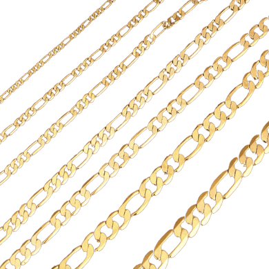 Gold Figaro Necklace Chain Men Women Kids Stainless Steel Italian Style - Jewelry Store by Erik Rayo