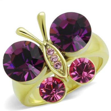 Gold Womens Butterfly Ring Purple Anillo Para Mujer y Ninos Unisex Kids 316L Stainless Steel Ring with Top Grade Crystal in Amethyst Gorizia - Jewelry Store by Erik Rayo