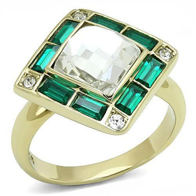 Gold Womens Ring Anillo Para Mujer y Ninos Unisex Kids Stainless Steel Ring Glass in Clear - Jewelry Store by Erik Rayo