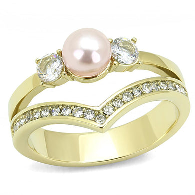 Gold Womens Ring Anillo Para Mujer y Ninos Unisex Kids Stainless Steel Ring with Synthetic Pearl in Rose - Jewelry Store by Erik Rayo
