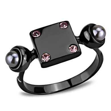 Light Black Womens Ring Anillo Para Mujer y Ninos Unisex Kids Stainless Steel Ring with Synthetic Pearl in Gray - Jewelry Store by Erik Rayo