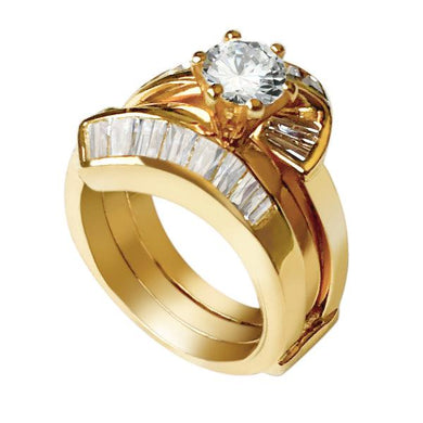LOAS1373 - Sterling Silver 925 ring set with gold plating in AAA grade CZ ships in one day - Jewelry Store by Erik Rayo