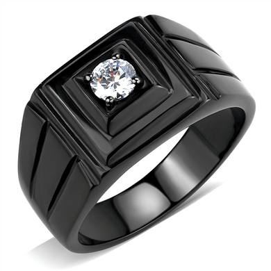 Men's Ring Black Stainless Steel Solitaire Square - Jewelry Store by Erik Rayo