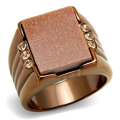 Mens Brown Rings Stainless Steel Semi-Precious Gold Sand Stone in Siam Anillo Cafe de Compromiso Para Hombre Acero Inoxidable - Jewelry Store by Erik Rayo