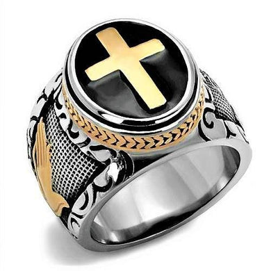 Mens Cross Ring Black Silver & Rose Gold Christian Jesus Cross - Jewelry Store by Erik Rayo