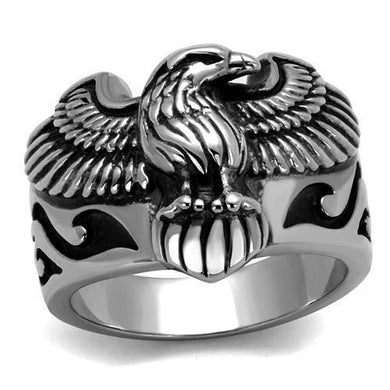 Mens Silver Eagle Ring Anillo Para Hombre y Ninos Kids 316L Stainless Steel Ring with Epoxy in Jet - Jewelry Store by Erik Rayo
