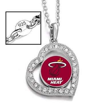 Miami Heat Womens Silver Link Chain Necklace With Pendant D19 - Jewelry Store by Erik Rayo