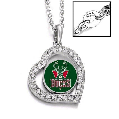 Milwaukee Bucks Womens Silver Link Chain Necklace With Pendant D19 - Jewelry Store by Erik Rayo