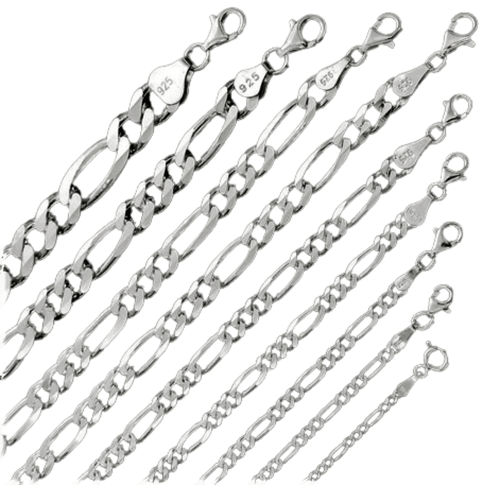 Necklaces for Men Women Kids Children 925 Sterling Silver Chain Plata Figaro Italian - Jewelry Store by Erik Rayo