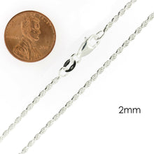 Load image into Gallery viewer, Necklaces for Men Women Kids Real Solid 925 Sterling Silver Chain Plata Diamond Cut Rope - Jewelry Store by Erik Rayo
