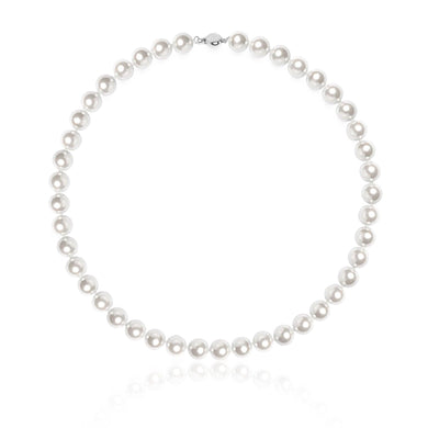 Pearl Necklace For Women Cream White 10mm Simulated Faux Pearl Hand Knotted 18 Inch - Jewelry Store by Erik Rayo