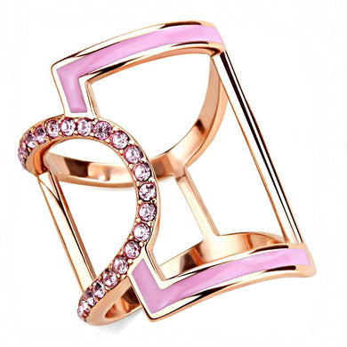 Rose Gold Womens Ring Anillo Para Mujer y Ninos Unisex Kids Stainless Steel Ring with Top Grade Crystal in Light Rose - Jewelry Store by Erik Rayo