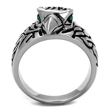 Load image into Gallery viewer, Silver Eagle Ring Anillo Para Hombre Mujer y Ninos Kids Unisex Stainless Steel Ring with Top Grade Crystal in Emerald - Jewelry Store by Erik Rayo
