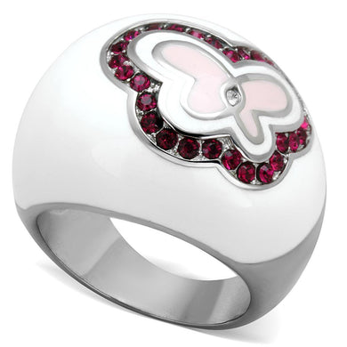 Silver Womens Butterfly Ring Anillo Para Mujer y Ninos Unisex Kids 316L Stainless Steel Ring with Top Grade Crystal in Ruby - Jewelry Store by Erik Rayo