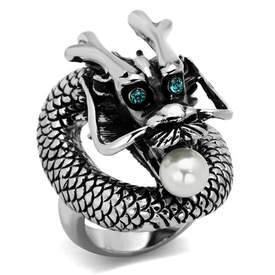 Silver Womens Dragon Ring Pearl Anillo Para Mujer y Ninos Unisex Kids 316L Stainless Steel Ring - Jewelry Store by Erik Rayo