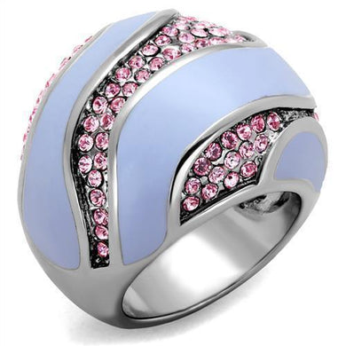 Silver Womens Ring Anillo Para Mujer y Ninos Unisex Kids 316L Stainless Steel Ring with Top Grade Crystal in Light Rose - Jewelry Store by Erik Rayo