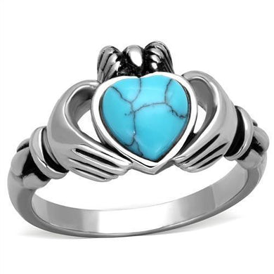 Silver Womens Ring Anillo Para Mujer y Ninos Unisex Kids 316L Stainless Steel Ring with Turquoise in Sea Blue Loreto - Jewelry Store by Erik Rayo