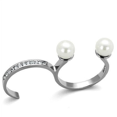 Silver Womens Ring Anillo Para Mujer y Ninos Unisex Kids Stainless Steel Ring with Synthetic Pearl in White - Jewelry Store by Erik Rayo
