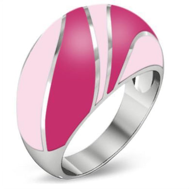 Silver Womens Ring Rose Pink Anillo Para Mujer y Ninos Unisex Kids 316L Stainless Steel Ring with Epoxy Padua - Jewelry Store by Erik Rayo