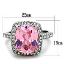 Load image into Gallery viewer, Silver Womens Ring Rose PInk Anillo Para Mujer y Ninos Unisex Kids Stainless Steel Ring with AAA Grade CZ Light Rose - Jewelry Store by Erik Rayo
