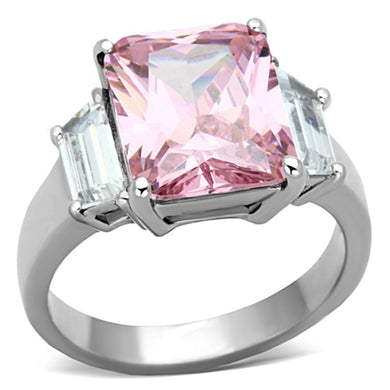 Silver Womens Ring Rose Pink High polished (no plating) 316L Stainless Steel Ring with AAA Grade CZ in Rose TK1224 TK1224 - Jewelry Store by Erik Rayo