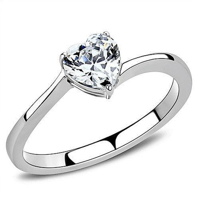 Stainless Steel Solitaire Heart CZ Love Wedding Engagement Promise Silver Ring Anillo Para Mujer - Jewelry Store by Erik Rayo
