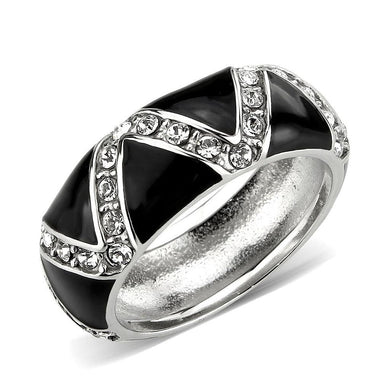TK3773 - High polished (no plating) Stainless Steel Ring with Top Grade Crystal in Clear - Jewelry Store by Erik Rayo