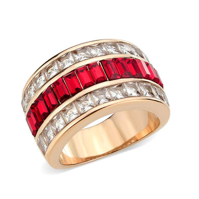 TK3823 - IP Rose Gold(Ion Plating) Stainless Steel Ring with Top Grade Crystal in Red Series - Jewelry Store by Erik Rayo