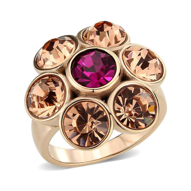 TK3824 - IP Rose Gold(Ion Plating) Stainless Steel Ring with Top Grade Crystal in MultiColor - Jewelry Store by Erik Rayo