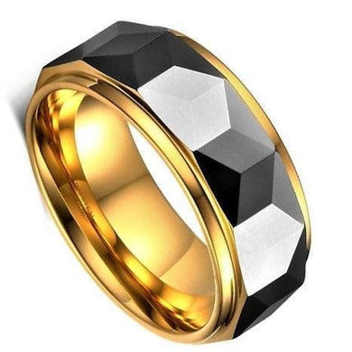 Tungsten Rings for Men Wedding Bands for Him Womens Wedding Bands for Her 6mm Black Gold Diamond Polished - Jewelry Store by Erik Rayo