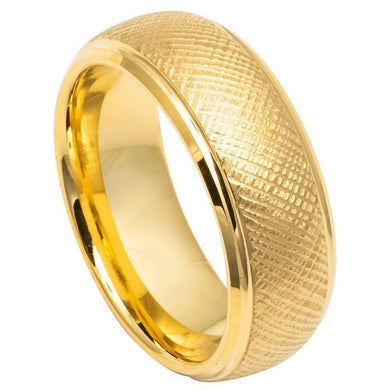 Tungsten Rings for Men Wedding Bands for Him Womens Wedding Bands for Her 6mm Vermeil Florentine Finish - Jewelry Store by Erik Rayo