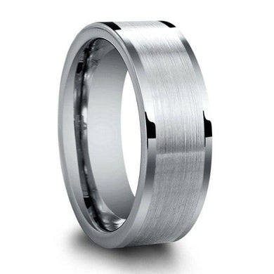 Tungsten Rings for Men Wedding Bands for Him Womens Wedding Bands for Her 8mm Brushed Size 5-15 - Jewelry Store by Erik Rayo