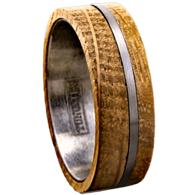 Tungsten Rings for Men Wedding Bands for Him Womens Wedding Bands for Her 8mm With Whiskey Barrel Wood Brushed Stripe - Jewelry Store by Erik Rayo