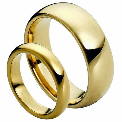Tungsten Rings for Men Wedding Bands for Him Womens Wedding Bands for Her Set of 2 8mm Gold Plated Dome - Jewelry Store by Erik Rayo