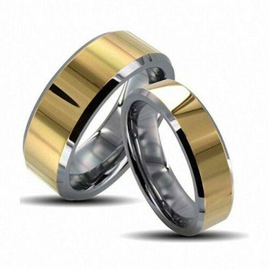 Tungsten Rings for Men Wedding Bands for Him Womens Wedding Bands for Her Set of 2 8mm Two Tone Gold Center - Jewelry Store by Erik Rayo