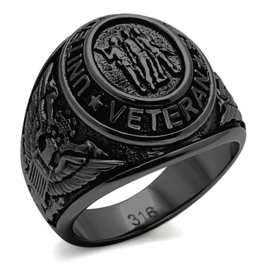 US Veterans Ring for Men and Women Unisex 316L Stainless Steel Military Patriotic Ring in Black - Jewelry Store by Erik Rayo