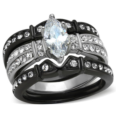 Wedding Rings for Women Engagement Cubic Zirconia Promise Ring Set for Her in Black Tone Leah - Jewelry Store by Erik Rayo