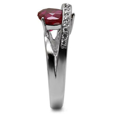 Women's Heart Ruby Red CZ Stainless Steel Love Engagement Band Promise Ring - Jewelry Store by Erik Rayo