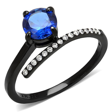 Womens Black Blue Ring Anillo Para Mujer y Ninos Kids Stainless Steel Ring with Spinel in London Blue Benevento - Jewelry Store by Erik Rayo