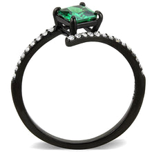 Load image into Gallery viewer, Womens Black Green Ring Petite Anillo Para Mujer y Ninos Kids Stainless Steel Ring with AAA Grade CZ in Emerald Forza - Jewelry Store by Erik Rayo
