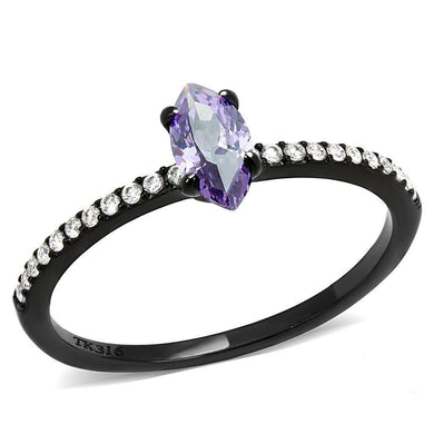 Womens Black Purple Ring Anillo Para Mujer y Ninos Kids 316L Stainless Steel Ring with AAA Grade CZ in Amethyst Calabria - Jewelry Store by Erik Rayo