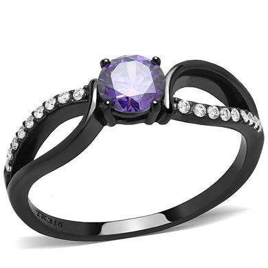 Womens Black Purple Ring Anillo Para Mujer y Ninos Kids 316L Stainless Steel Ring with AAA Grade CZ in Amethyst Chieti - Jewelry Store by Erik Rayo
